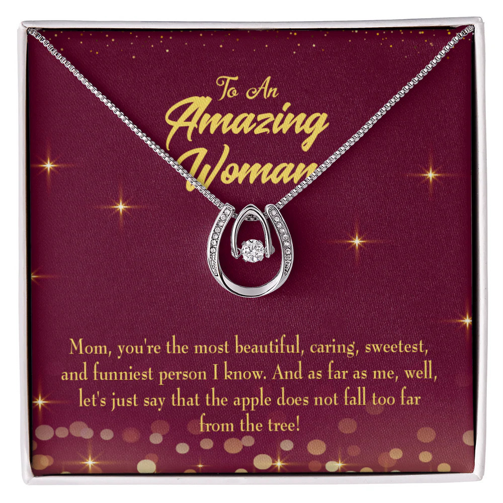 Mom Most Beautiful Lucky Horseshoe Necklace Standard Box